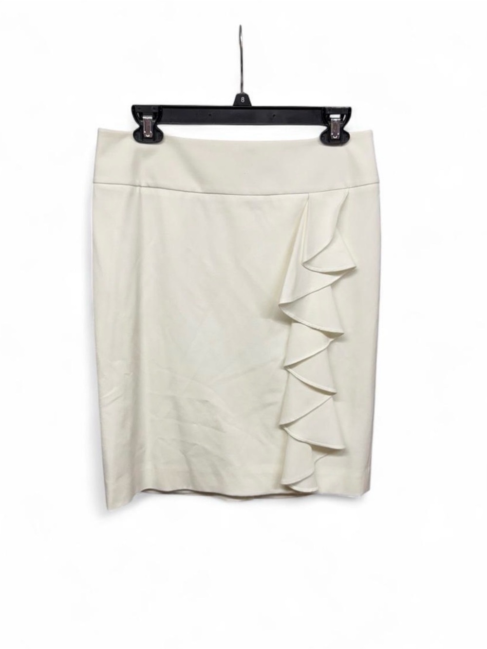 White House Black Market Cream Ruffle Pencil Skirt